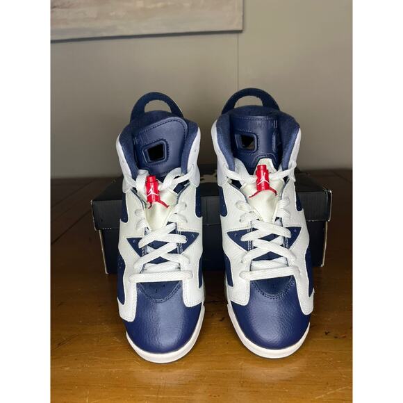 Air Jordan 6 Retro Olympic White/Midnight -Navy Varsity RedSize 6.5 With OG BOX - Picture 3 of 5
